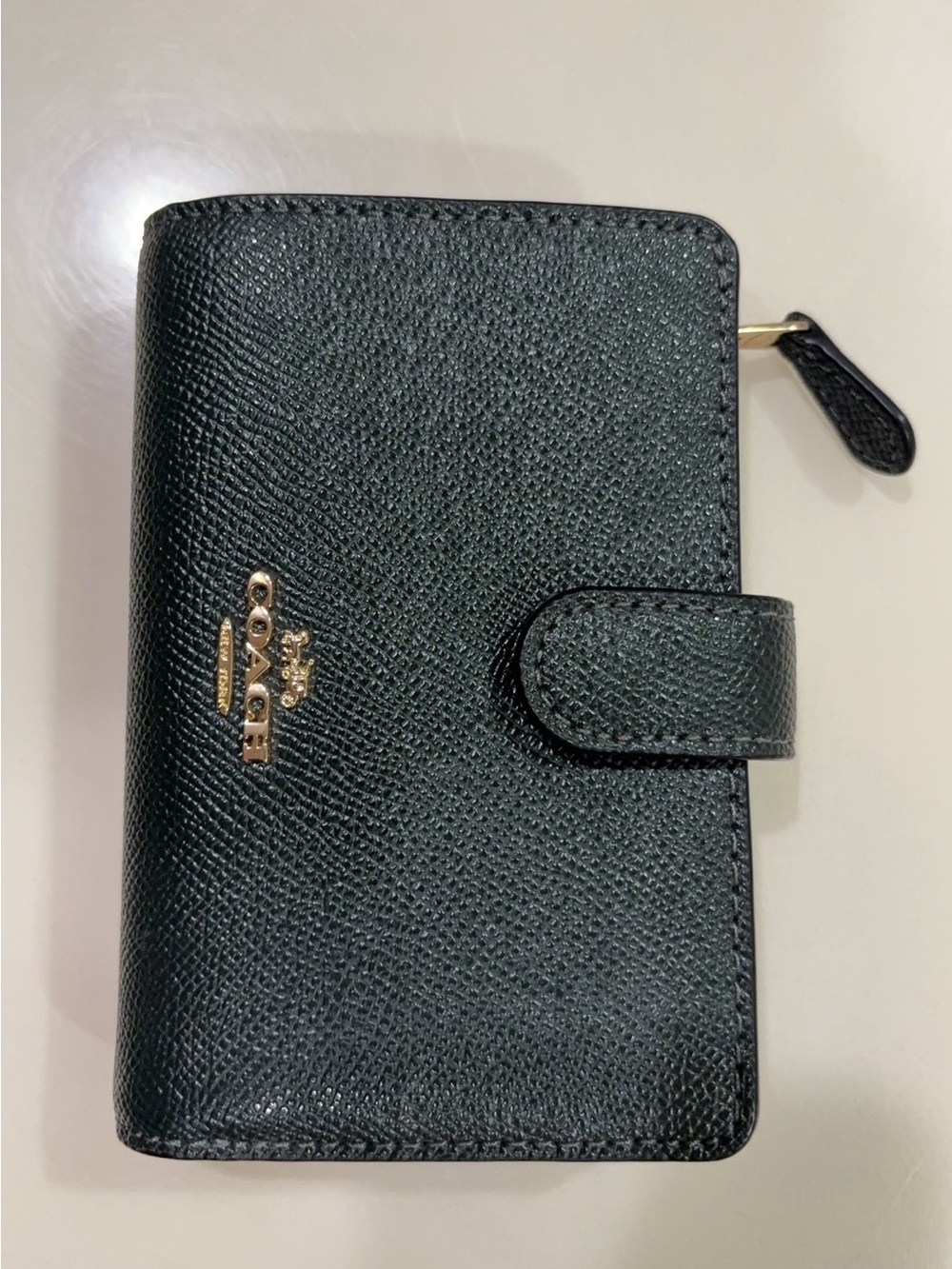 Coach atrovirens Leather Wallet with Gold Hardware
